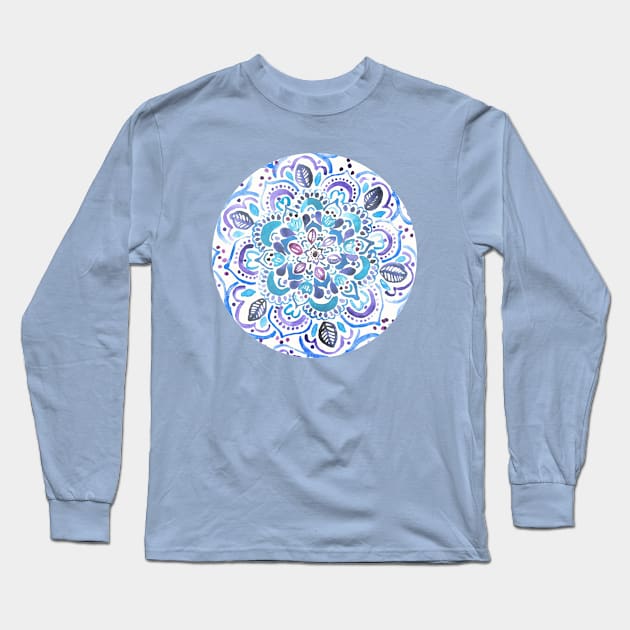 The Blues - Watercolour Mandala Long Sleeve T-Shirt by tangerinetane